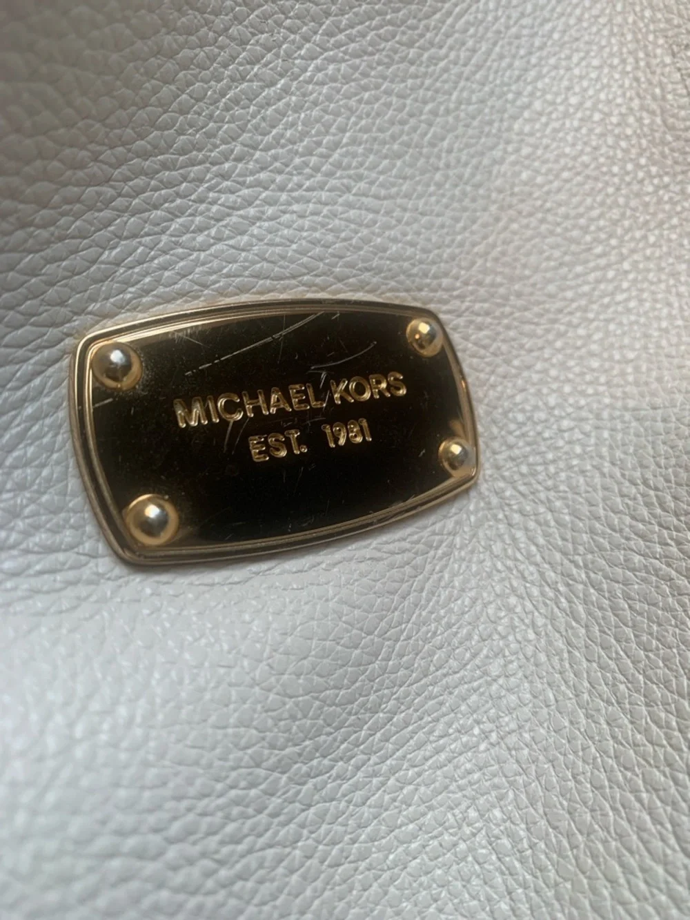 Michael Kors Cream Leather Shoulder Bag with Gold Hardware